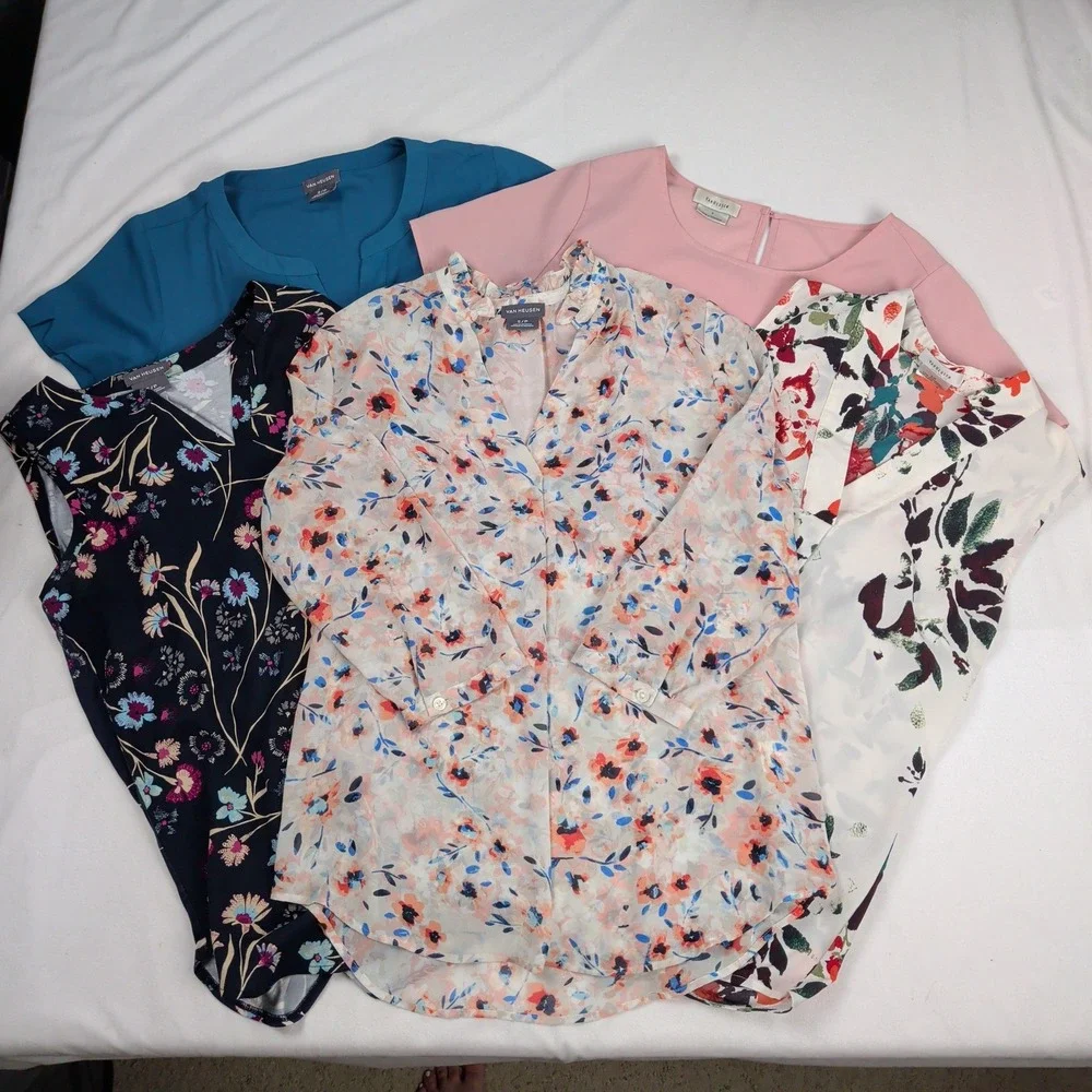 Business Casual Office Floral Womens Blouses Tops Bundle Lot Professional